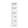 Mondeer Meerveil Tall Bathroom Storage Cabinet, Slim Bathroom Cabinet Freestanding with 3 Open Shelf and 2 Drawers for Bathroom Hallway Living Room Modern 11.8 x 11.8 x 47.6 Inches (White) view 1