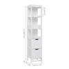 Mondeer Meerveil Tall Bathroom Storage Cabinet, Slim Bathroom Cabinet Freestanding with 3 Open Shelf and 2 Drawers for Bathroom Hallway Living Room Modern 11.8 x 11.8 x 47.6 Inches (White) view 3