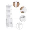 Mondeer Meerveil Tall Bathroom Storage Cabinet, Slim Bathroom Cabinet Freestanding with 3 Open Shelf and 2 Drawers for Bathroom Hallway Living Room Modern 11.8 x 11.8 x 47.6 Inches (White) view 4