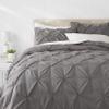1 Pcs Pinch Pleat Comforter Set with Pillow Sham Light Weight Goose Down-Alternative Ultra-Soft Cotton Shell 500 GSM Comforter All Seasons Pintuck Style Comforter Set King/Cal King, Pinch Dark Grey view 1