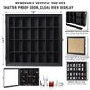 Shot Glass Display Case Wooden Cabinet Rack Holder Wall Mounted Black Shadow Box Lockable with UV Protection Acrylic Glass Door Shot Glass collection Display with Removable Shelves, 18"x16", 28 Slots view 2