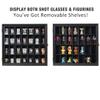 Shot Glass Display Case Wooden Cabinet Rack Holder Wall Mounted Black Shadow Box Lockable with UV Protection Acrylic Glass Door Shot Glass collection Display with Removable Shelves, 18"x16", 28 Slots view 4