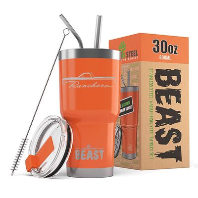 1966 1967 Ford Ranchero Truck Beast 30 oz Stainless Steel Insulated Tumbler w/Lid, 2 Straws, Brush and Gift Box orange