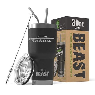 1965 Mercury Montclair Beast 30 oz Stainless Steel Insulated Tumbler w/Lid, 2 Straws, Brush and Gift Box black
