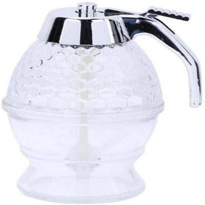 200ml Honey Dispenser Syrup Spice Bee Bottle Honey Jars Storage Pot with Stand-2PCS