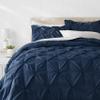 1 Pcs Pinch Pleat Comforter Set with Pillow Sham Light Weight Goose Down-Alternative Ultra-Soft Cotton Shell 500 GSM Comforter All Seasons Pintuck Style Comforter Set Oversized Queen, Pinch Navy Blue view 1