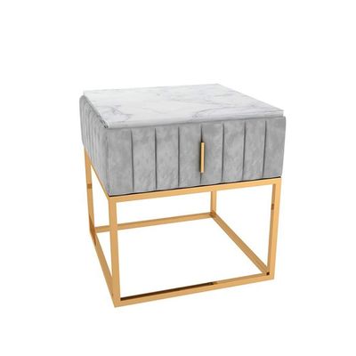 DANADESK Small End Table Storage Organizer, Minimalist Nightstand Side Table Modern Bedside Table for Saving Bedroom Space (Color : Grey, Size : Square)