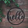 Badger Steel USA - Hello Round Sign - Metal Wall Art - 22" X 22" - Hammered Copper view 3