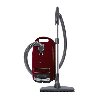 Miele Complete C3 Limited Edition Bagged Canister Vacuum Cleaner with AirClean System, AllTeQ Universal Floorhead, and Parquet Twister Floorbrush, in Tayberry Red