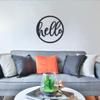 Badger Steel USA - Hello Round Sign - Metal Wall Art - 22" X 22" - Hammered Silver view 2