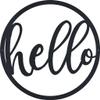 Badger Steel USA - Hello Round Sign - Metal Wall Art - 22" X 22" - Black view 4