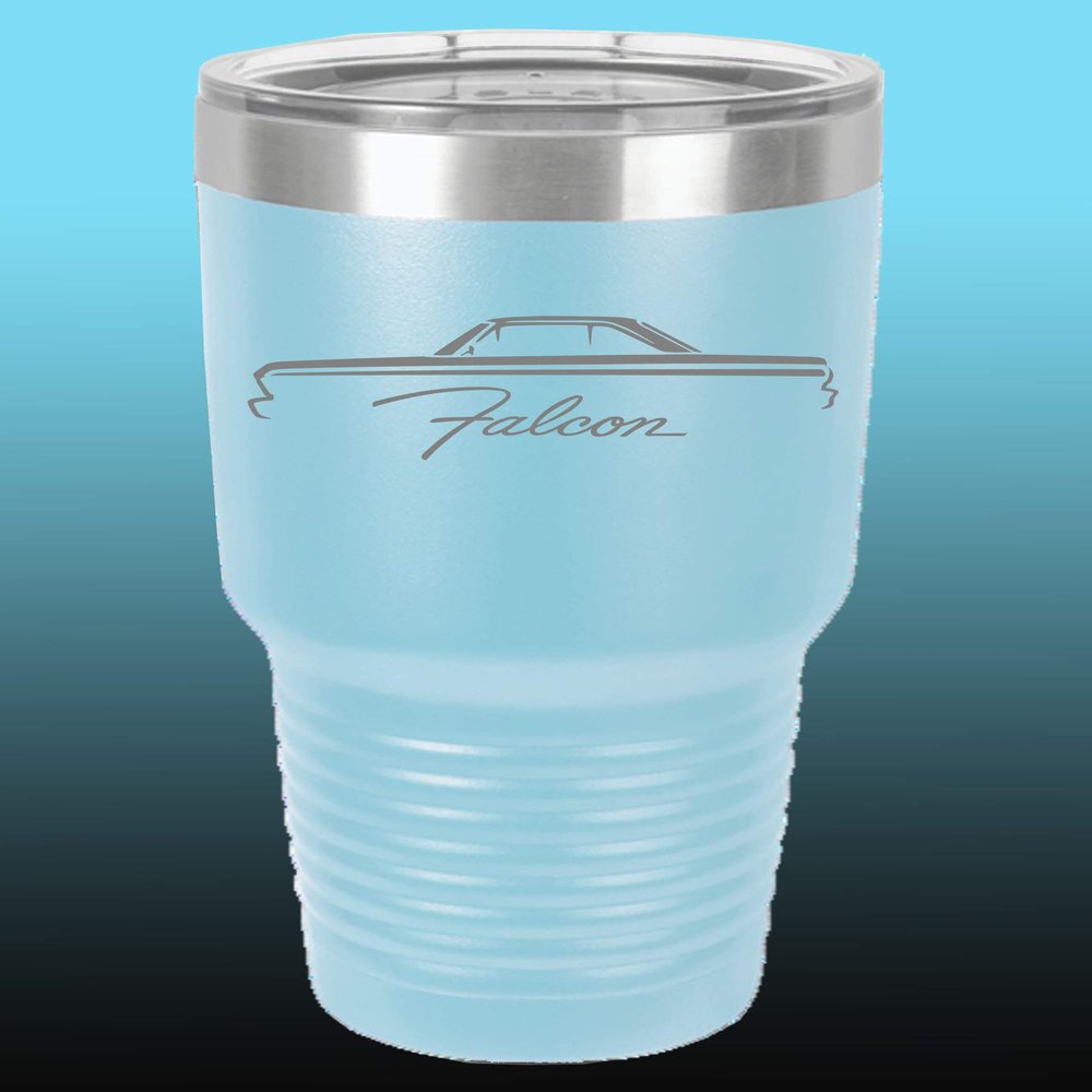 1964 1965 Ford Falcon Hardtop 30oz Stainless Steel Tumbler w/Clear Lid ltblue