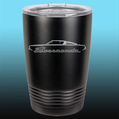 1964 1965 1966 Plymouth Barracuda 20oz Stainless Steel Tumbler w/Clear Lid black