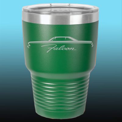 1964 1965 Ford Falcon Hardtop 30oz Stainless Steel Tumbler w/Clear Lid green