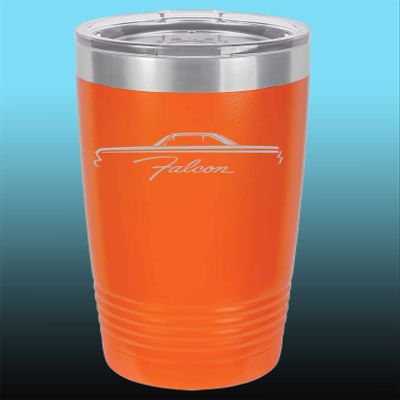 1964 1965 Ford Falcon Hardtop 20oz Stainless Steel Tumbler w/Clear Lid orange