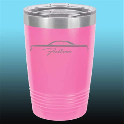 1964 1965 Ford Falcon Hardtop 20oz Stainless Steel Tumbler w/Clear Lid pink