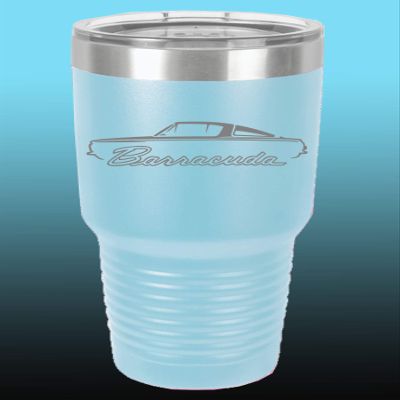 1964 1965 1966 Plymouth Barracuda 30oz Stainless Steel Tumbler w/Clear Lid ltblue
