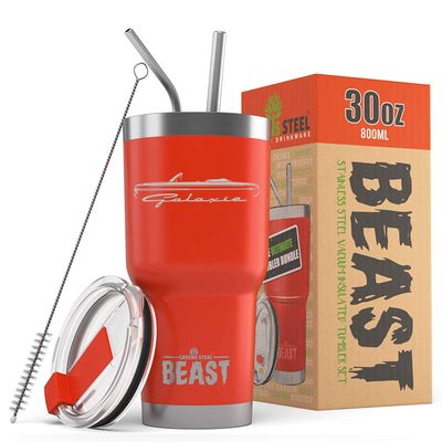 1964 Ford Galaxie Convertible Beast 30 oz Stainless Steel Insulated Tumbler w/Lid, 2 Straws, Brush and Gift Box red