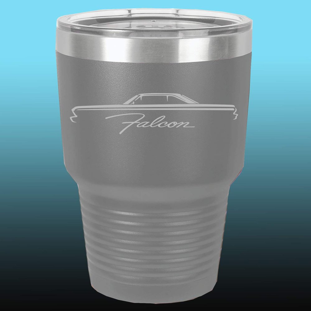 1964 1965 Ford Falcon Hardtop 30oz Stainless Steel Tumbler w/Clear Lid grey