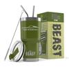 1967 1968 Ford Mustang Fastback Beast 30 oz Stainless Steel Insulated Tumbler w/Lid, 2 Straws, Brush and Gift Box army