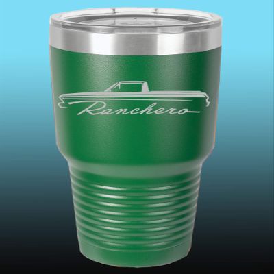 1964 1965 Ford Ranchero Truck 30oz Stainless Steel Tumbler w/Clear Lid green