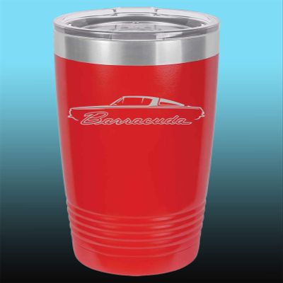 1964 1965 1966 Plymouth Barracuda 20oz Stainless Steel Tumbler w/Clear Lid red