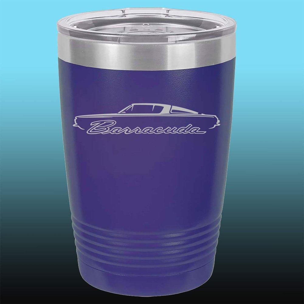1964 1965 1966 Plymouth Barracuda 20oz Stainless Steel Tumbler w/Clear Lid purple