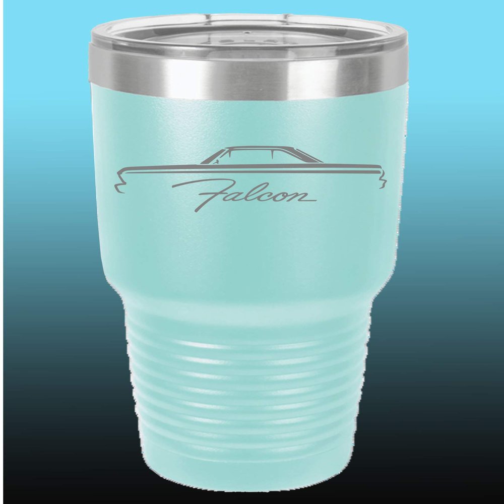 1964 1965 Ford Falcon Hardtop 30oz Stainless Steel Tumbler w/Clear Lid seafoam