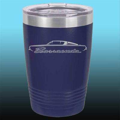 1964 1965 1966 Plymouth Barracuda 20oz Stainless Steel Tumbler w/Clear Lid navy