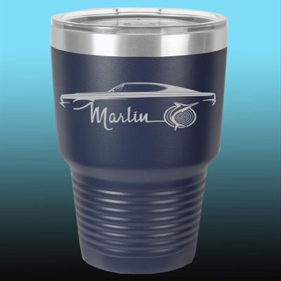 1967 AMC Marlin 30oz Stainless Steel Tumbler w/Clear Lid navy