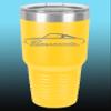 1964 1965 1966 Plymouth Barracuda 30oz Stainless Steel Tumbler w/Clear Lid yellow view 1