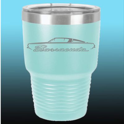 1964 1965 1966 Plymouth Barracuda 30oz Stainless Steel Tumbler w/Clear Lid seafoam
