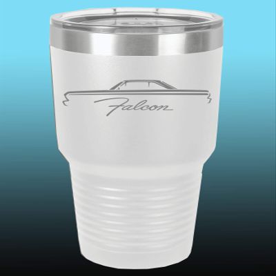 1964 1965 Ford Falcon Hardtop 30oz Stainless Steel Tumbler w/Clear Lid white
