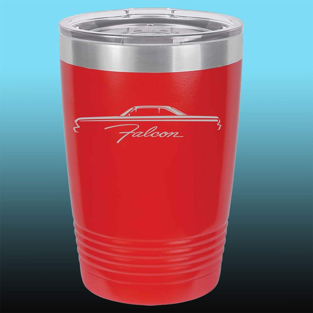 1964 1965 Ford Falcon Hardtop 20oz Stainless Steel Tumbler w/Clear Lid red