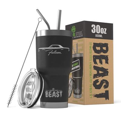 1966-69 Ford Falcon Beast 30 oz Stainless Steel Insulated Tumbler w/Lid, 2 Straws, Brush and Gift Box black