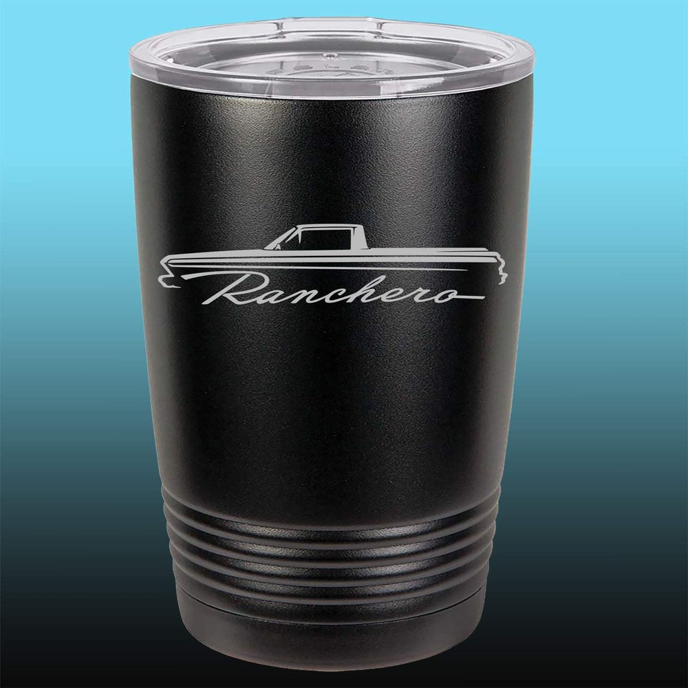 1964 1965 Ford Ranchero Truck 20oz Stainless Steel Tumbler w/Clear Lid black