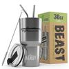 1964 Ford Galaxie Convertible Beast 30 oz Stainless Steel Insulated Tumbler w/Lid, 2 Straws, Brush and Gift Box stainless view 1