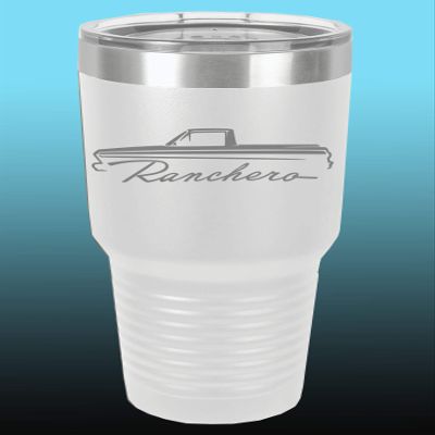 1964 1965 Ford Ranchero Truck 30oz Stainless Steel Tumbler w/Clear Lid white