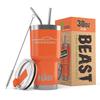 1967 1968 Ford Mustang Coupe Beast 30 oz Stainless Steel Insulated Tumbler w/Lid, 2 Straws, Brush and Gift Box orange