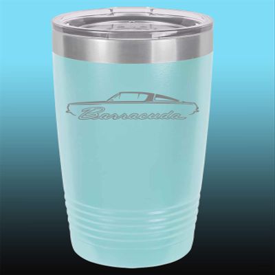 1964 1965 1966 Plymouth Barracuda 20oz Stainless Steel Tumbler w/Clear Lid seafoam