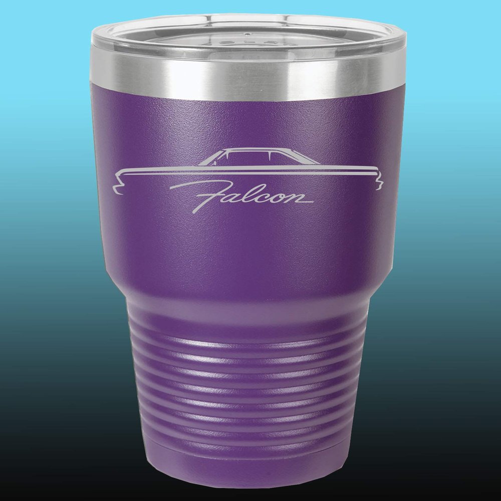 1964 1965 Ford Falcon Hardtop 30oz Stainless Steel Tumbler w/Clear Lid purple