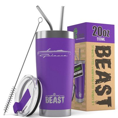 1964 Ford Galaxie Convertible Beast 20 oz Stainless Steel Insulated Tumbler w/Lid, 2 Straws, Brush and Gift Box purple