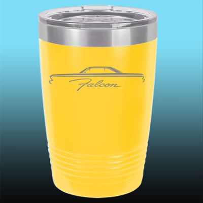 1964 1965 Ford Falcon Hardtop 20oz Stainless Steel Tumbler w/Clear Lid yellow