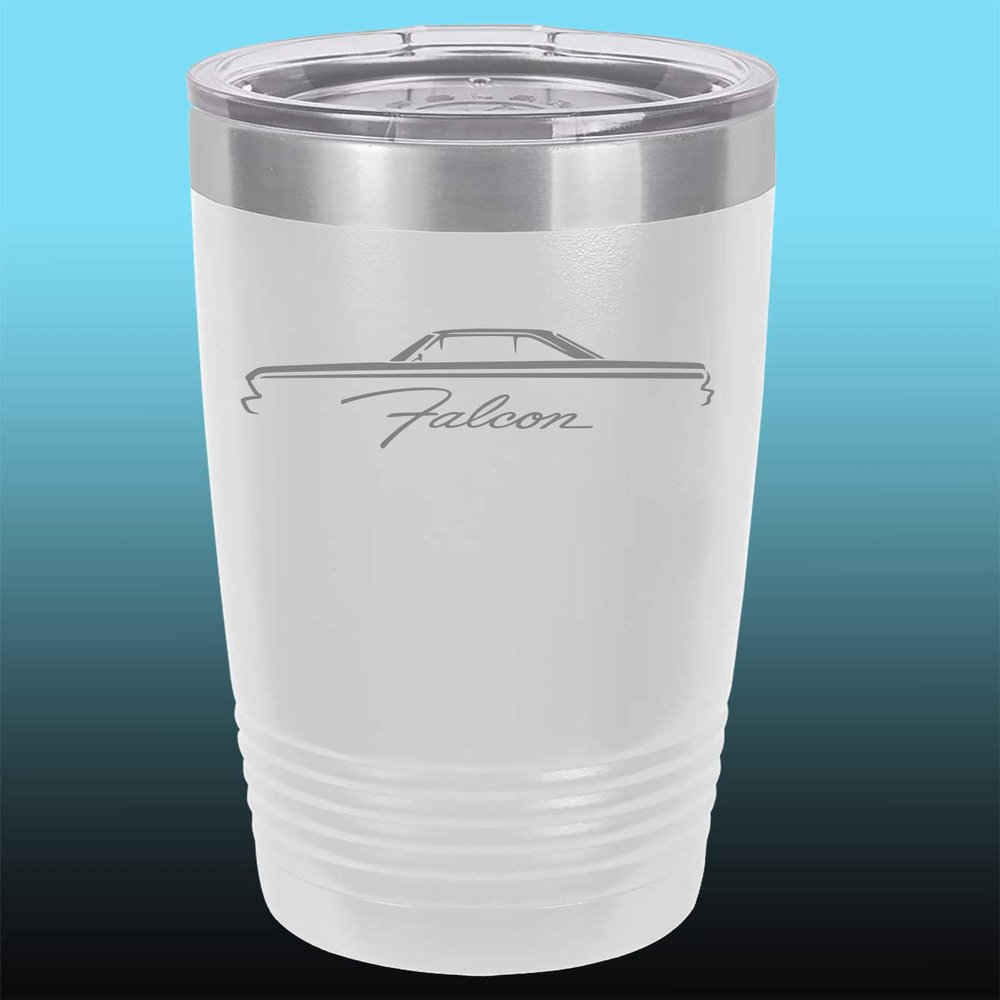 1964 1965 Ford Falcon Hardtop 20oz Stainless Steel Tumbler w/Clear Lid white