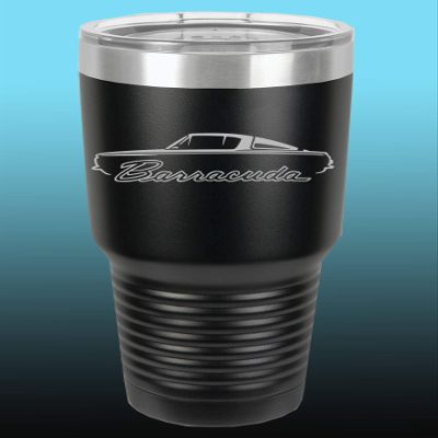 1964 1965 1966 Plymouth Barracuda 30oz Stainless Steel Tumbler w/Clear Lid black