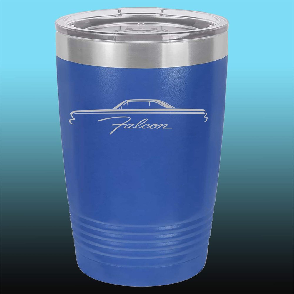 1964 1965 Ford Falcon Hardtop 20oz Stainless Steel Tumbler w/Clear Lid royal