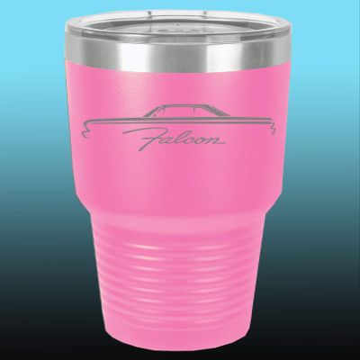 1964 1965 Ford Falcon Hardtop 30oz Stainless Steel Tumbler w/Clear Lid pink