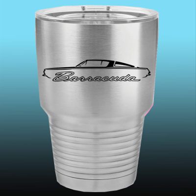 1964 1965 1966 Plymouth Barracuda 30oz Stainless Steel Tumbler w/Clear Lid stainless