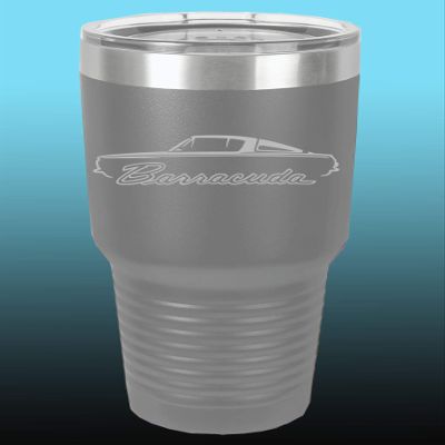 1964 1965 1966 Plymouth Barracuda 30oz Stainless Steel Tumbler w/Clear Lid grey