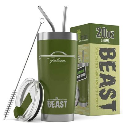 1964 1965 Ford Falcon Hardtop Beast 20 oz Stainless Steel Insulated Tumbler w/Lid, 2 Straws, Brush and Gift Box army